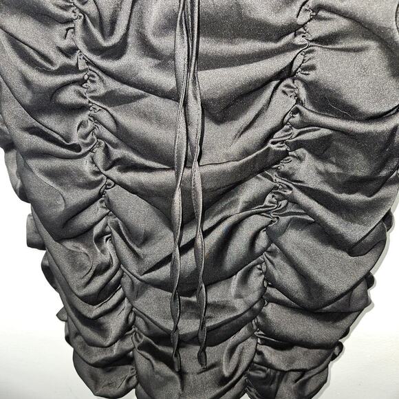 Mable Black Ruched Mini Dress Off Shoulder Puff Short Sleeves Size Small. - Picture 6 of 8